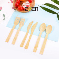 Individual Package Bamboo Biodegradable Fruit Fork Spoon and Knife Set With Napkin